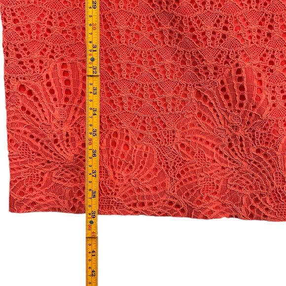 Rebecca Vallance Orange Lace Short Puff Sleeves Knee Length Crew Neck Dress 6 - Picture 6 of 6